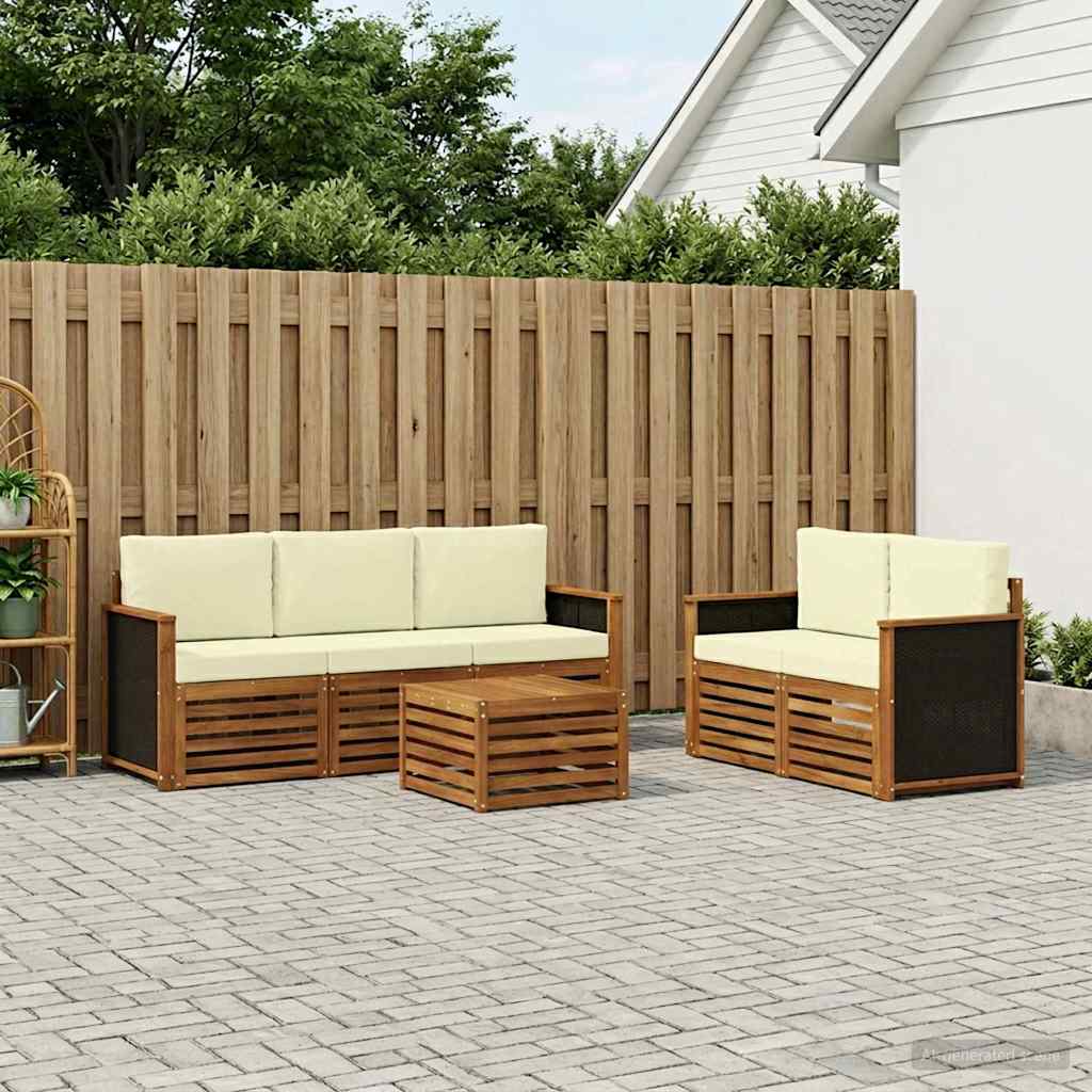 vidaXL Zestawy sof z poduszką 6 pcs Lite Drewno Akacji