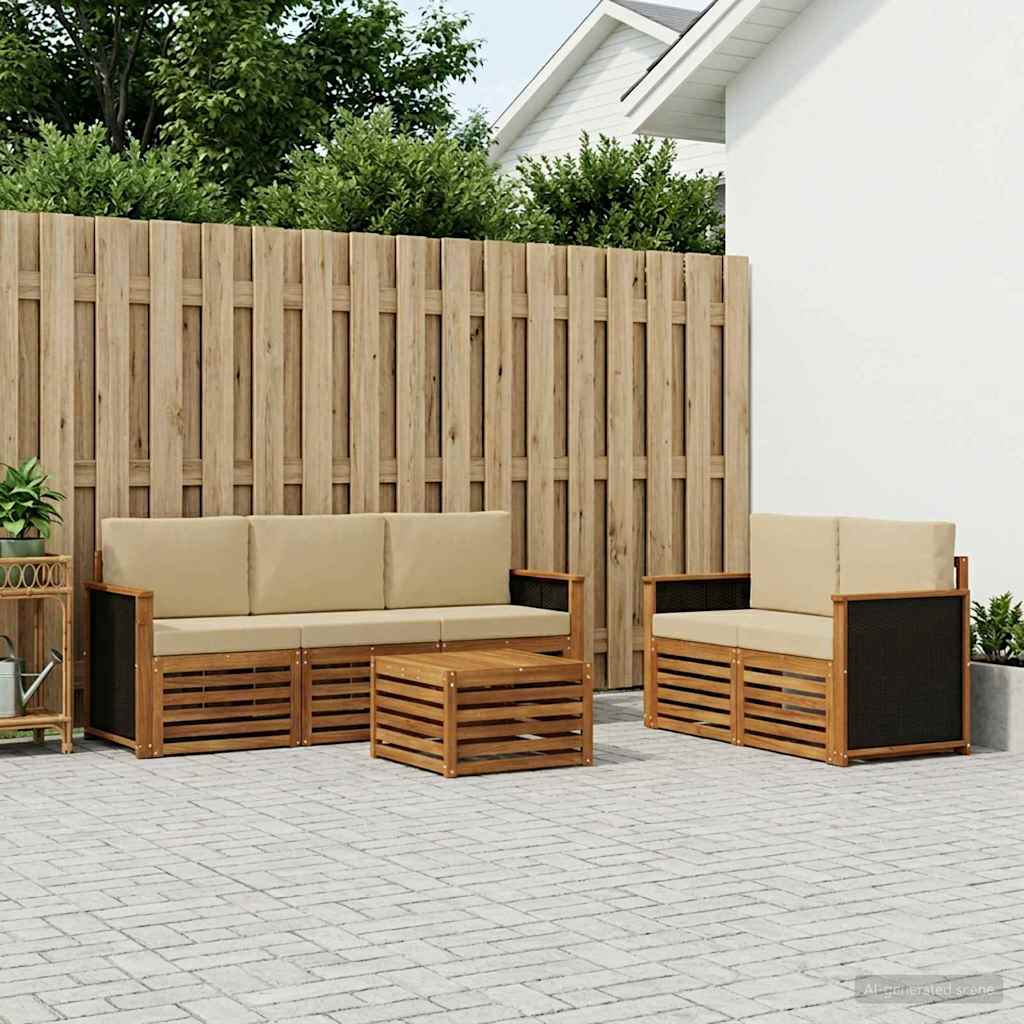 vidaXL Zestawy sof z poduszką 6 pcs Lite Drewno Akacji
