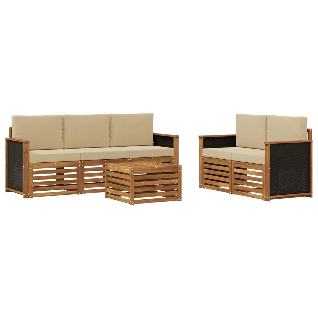 vidaXL Zestawy sof z poduszką 6 pcs Lite Drewno Akacji