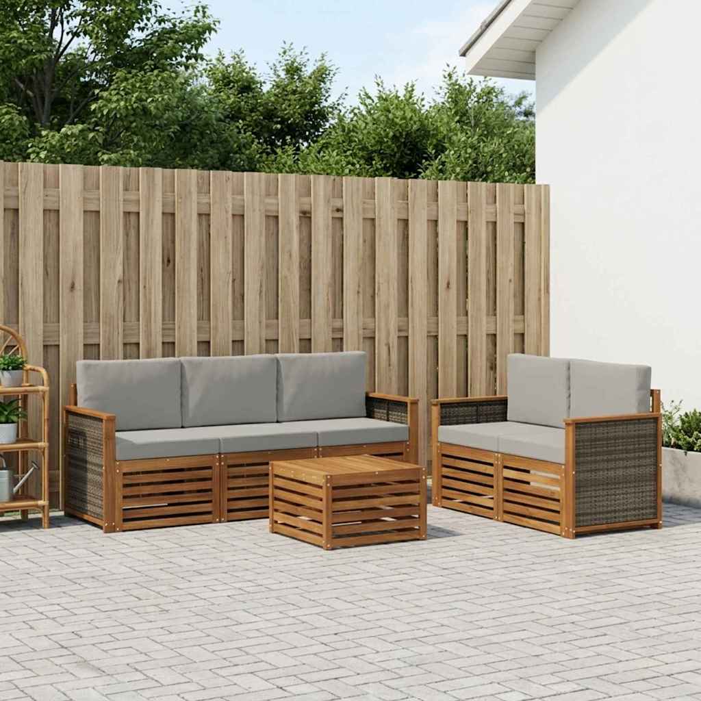 vidaXL Zestawy sof z poduszką 6 pcs Lite Drewno Akacji