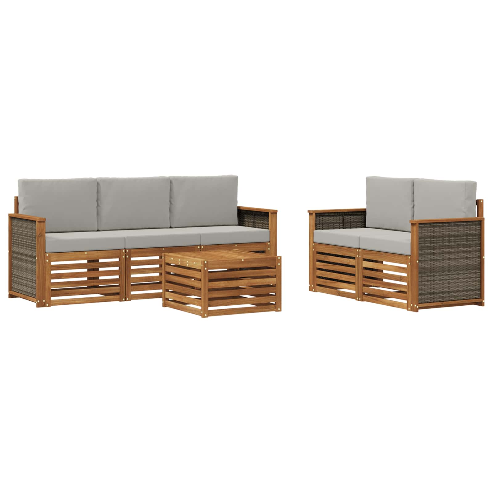 vidaXL Zestawy sof z poduszką 6 pcs Lite Drewno Akacji