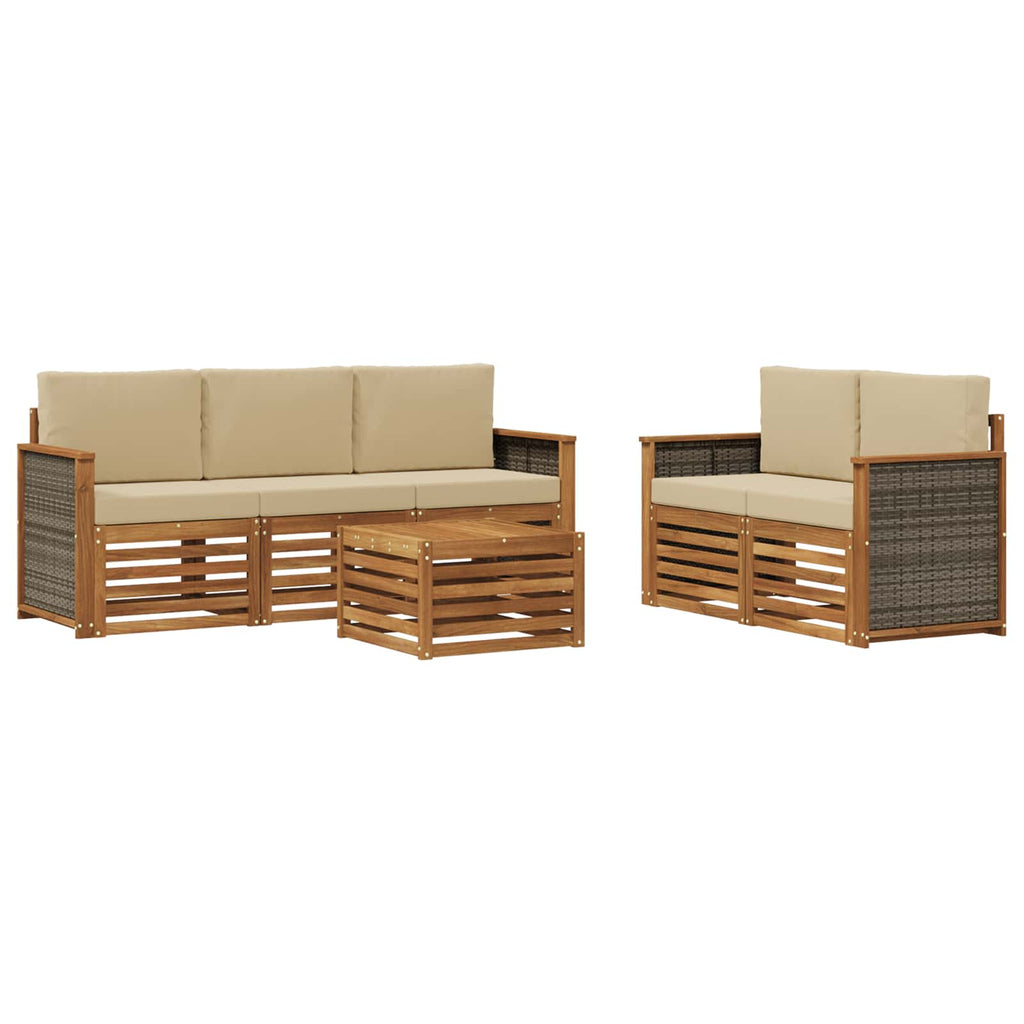 vidaXL Zestawy sof z poduszką 6 pcs Lite Drewno Akacji
