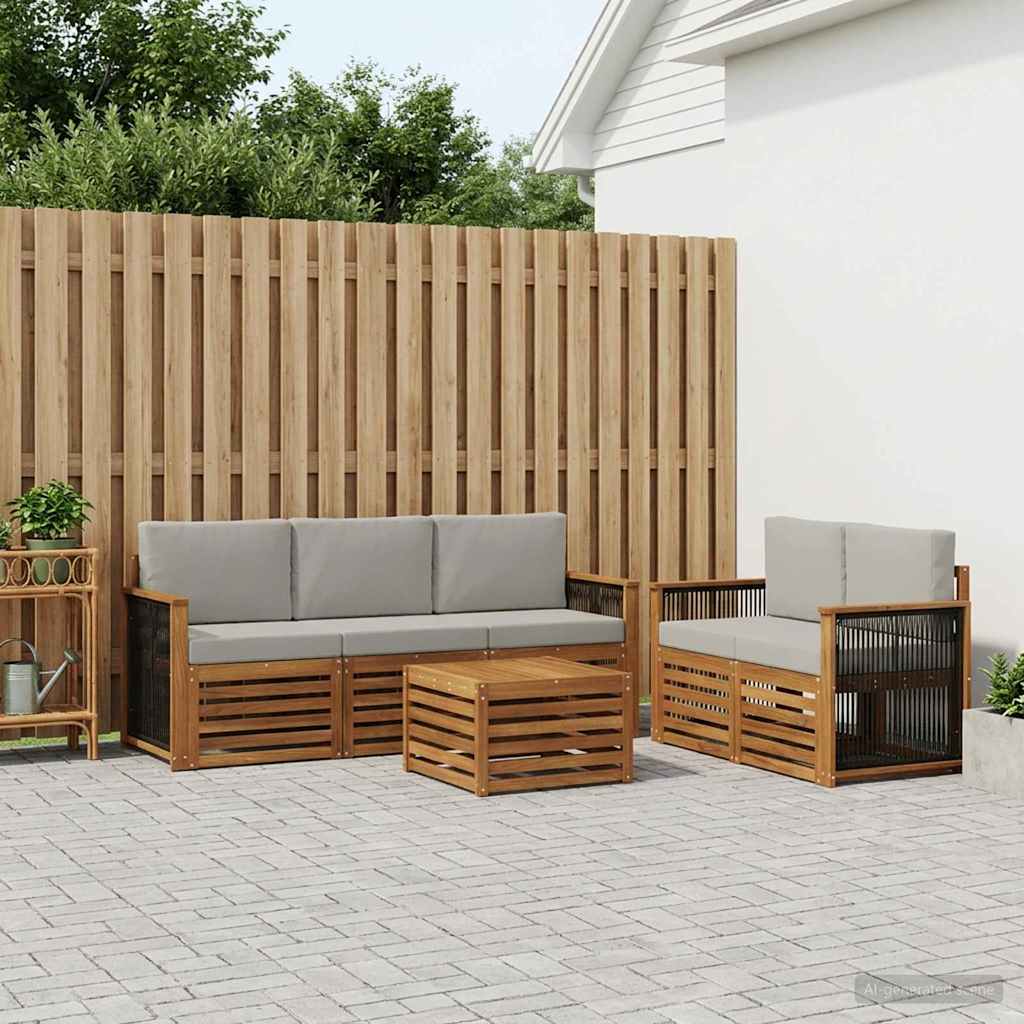 vidaXL Zestawy sof z poduszką 6 pcs Lite Drewno Akacji