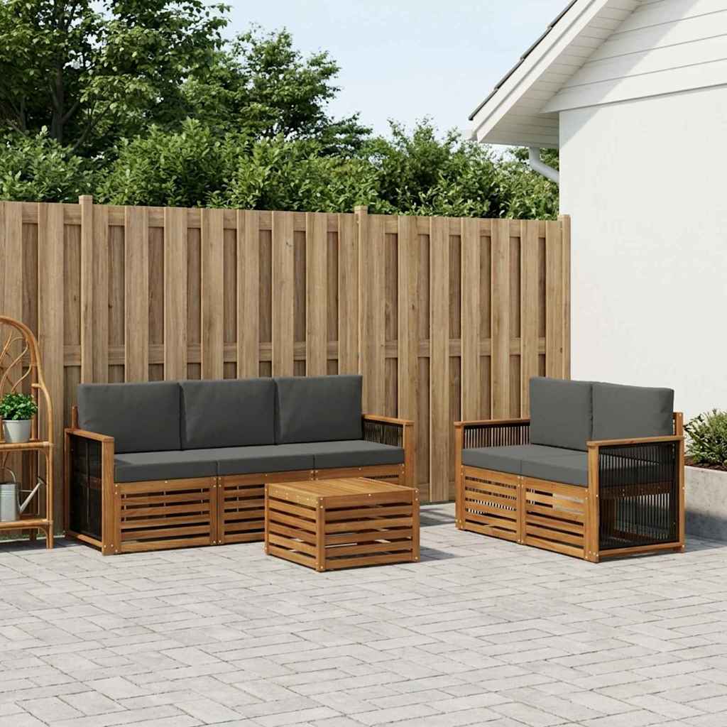 vidaXL Zestawy sof z poduszką 6 pcs Lite Drewno Akacji