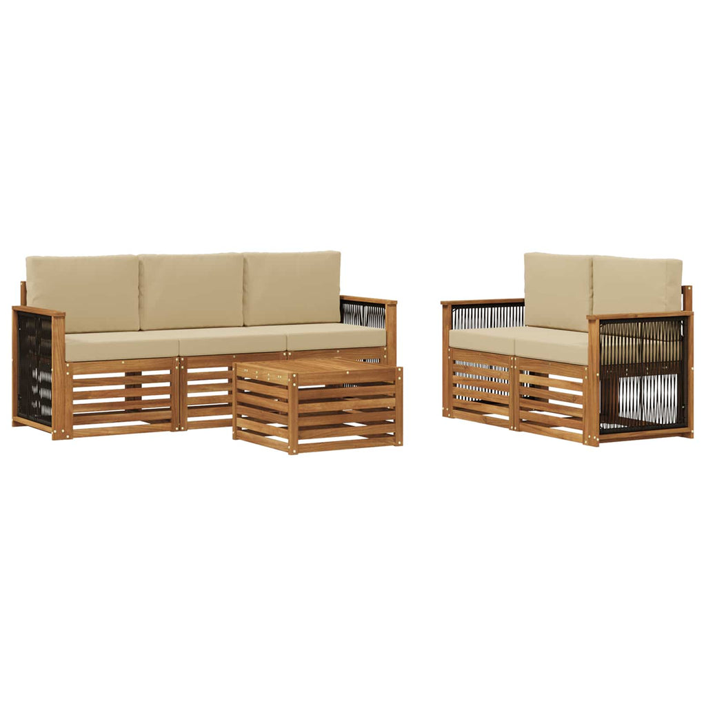 vidaXL Zestawy sof z poduszką 6 pcs Lite Drewno Akacji