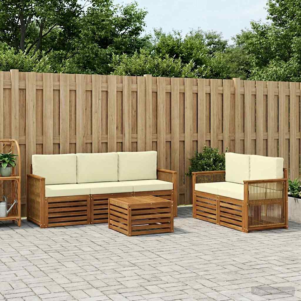 vidaXL Zestawy sof z poduszką 6 pcs Lite Drewno Akacji