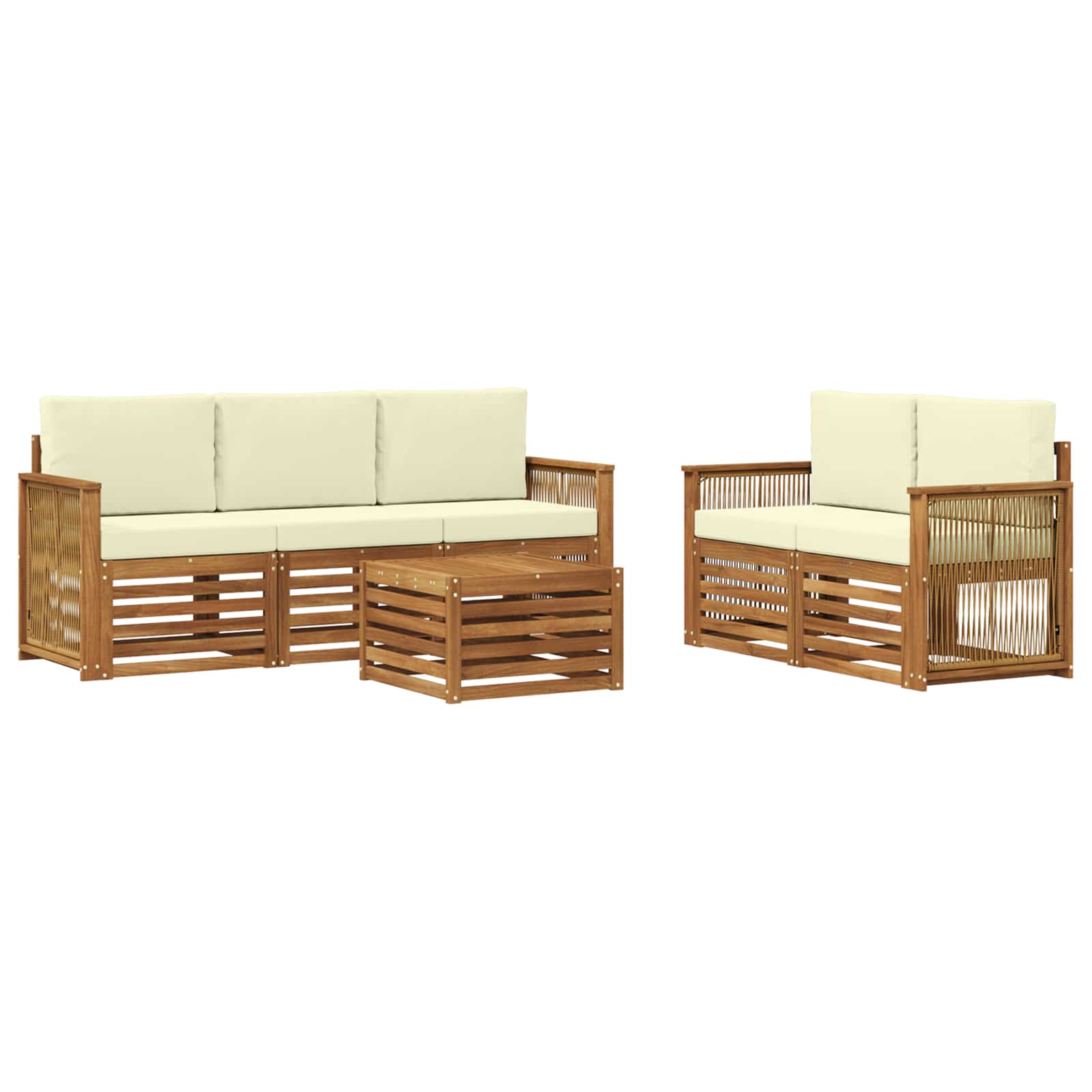 vidaXL Zestawy sof z poduszką 6 pcs Lite Drewno Akacji