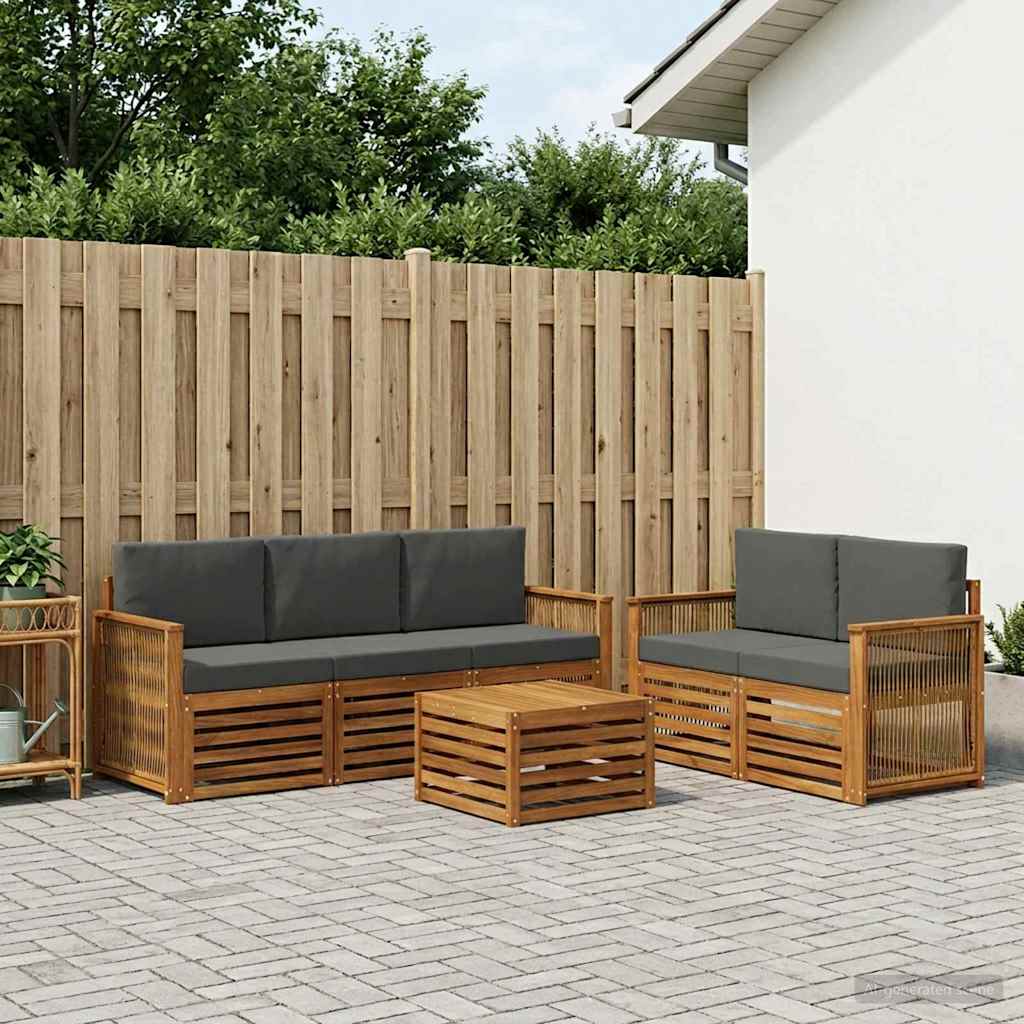 vidaXL Zestawy sof z poduszką 6 pcs Lite Drewno Akacji
