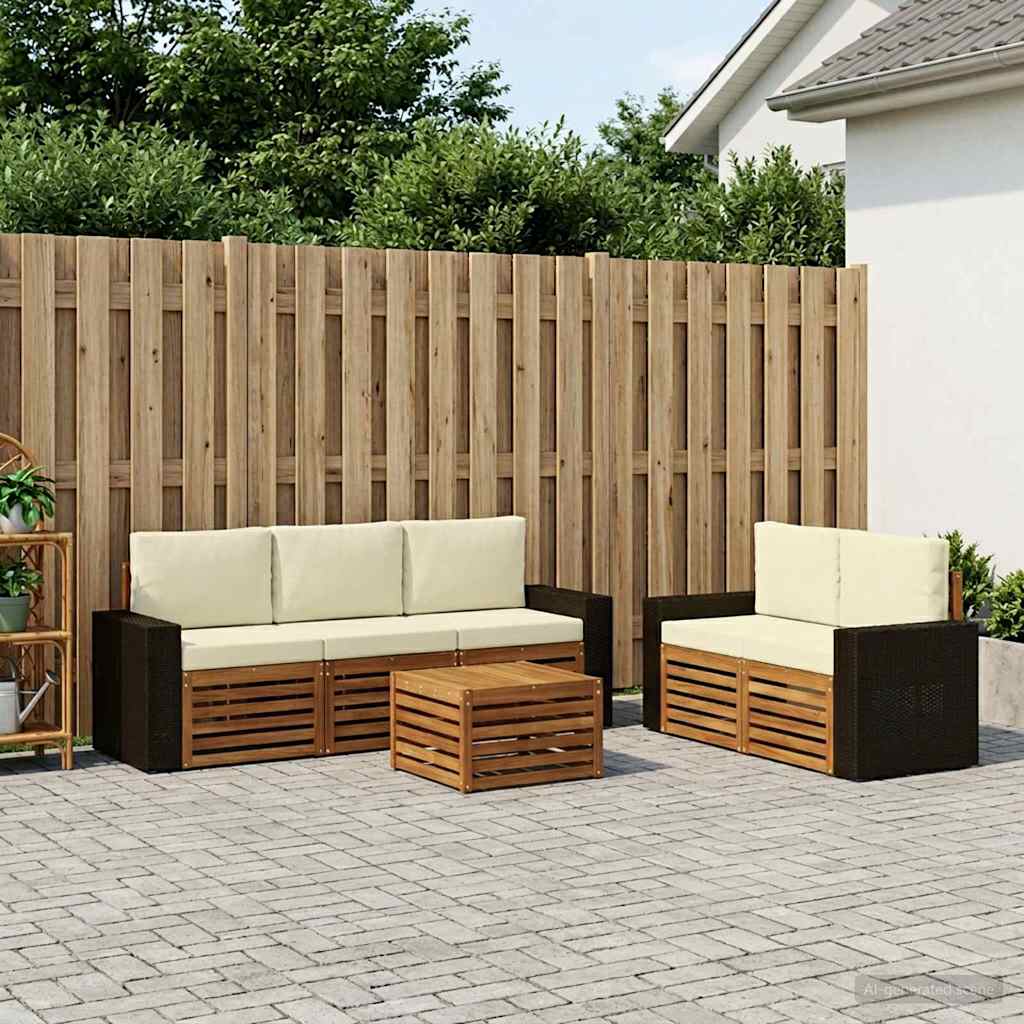 vidaXL Zestawy sof z poduszką 6 pcs Lite Drewno Akacji