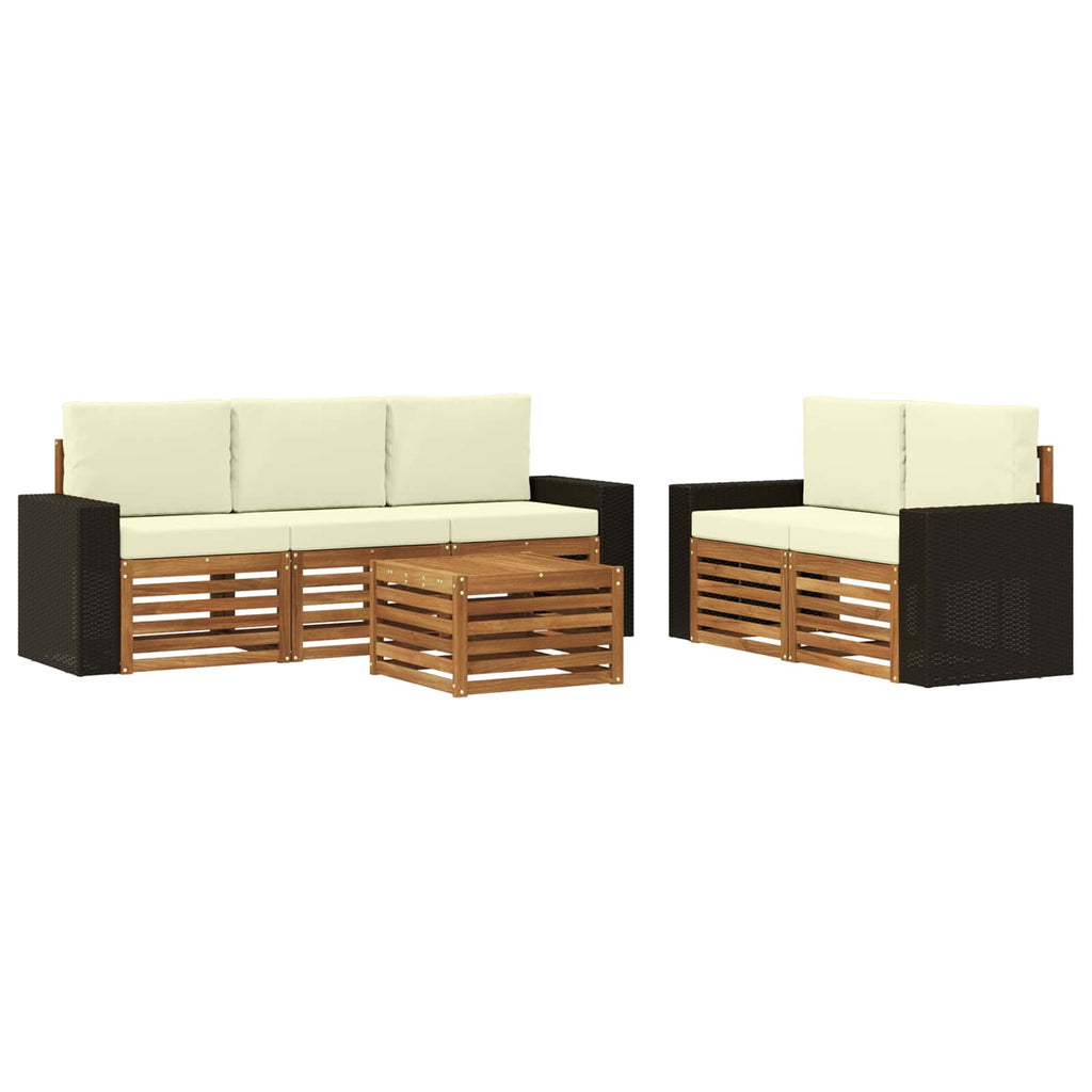 vidaXL Zestawy sof z poduszką 6 pcs Lite Drewno Akacji