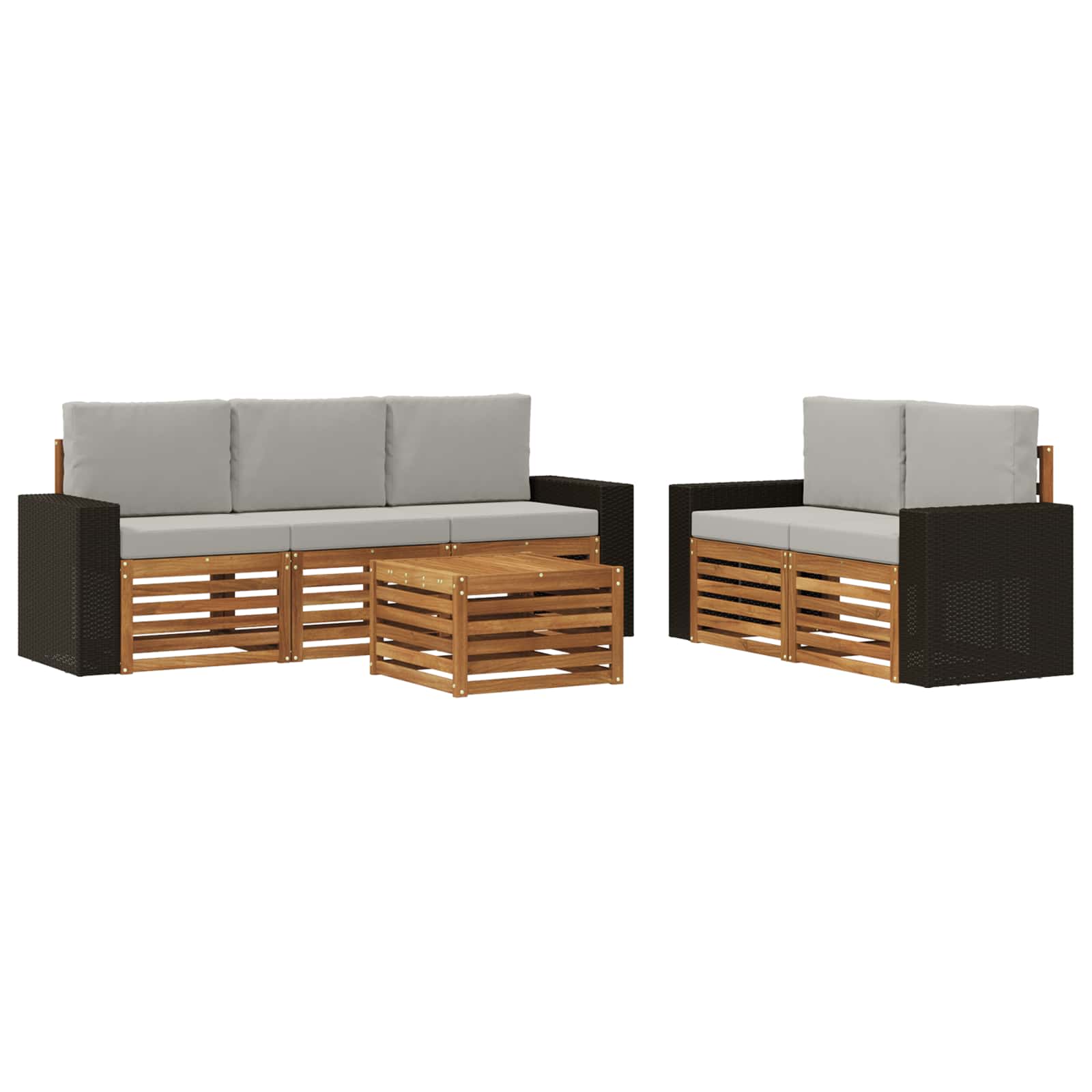 vidaXL Zestawy sof z poduszką 6 pcs Lite Drewno Akacji
