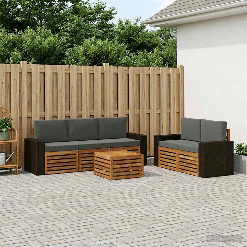 vidaXL Zestawy sof z poduszką 6 pcs Lite Drewno Akacji