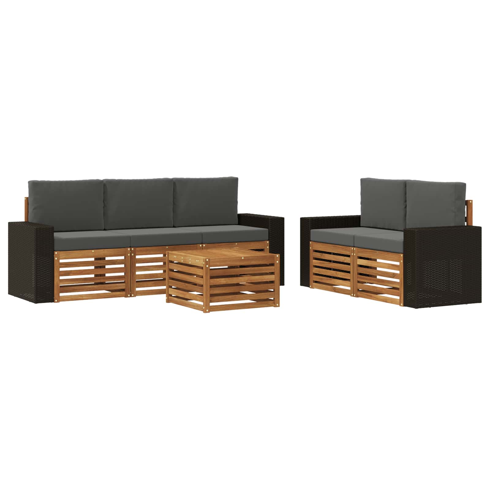 vidaXL Zestawy sof z poduszką 6 pcs Lite Drewno Akacji