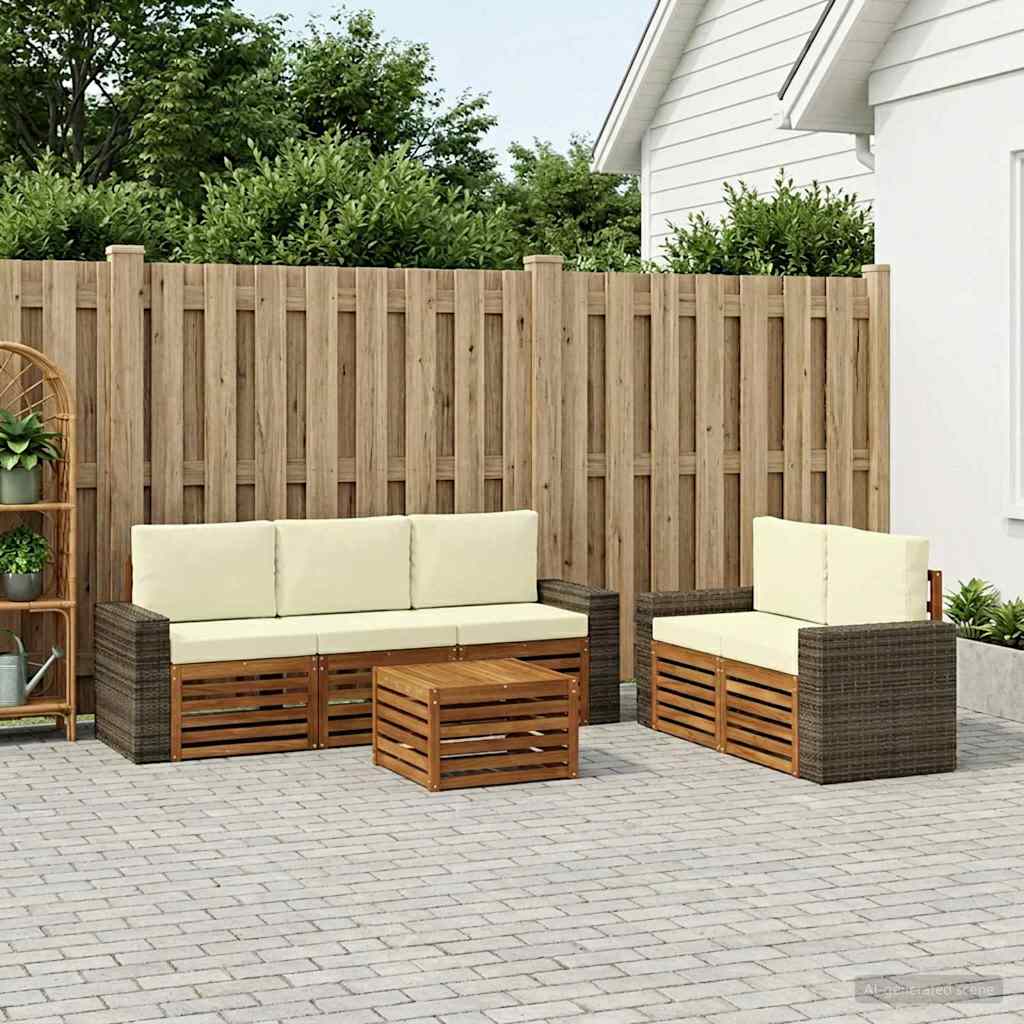 vidaXL Zestawy sof z poduszką 6 pcs Lite Drewno Akacji