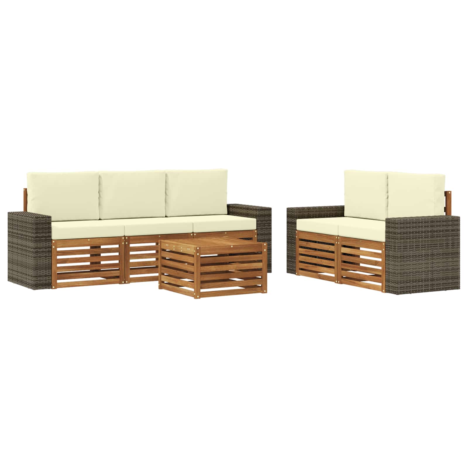 vidaXL Zestawy sof z poduszką 6 pcs Lite Drewno Akacji