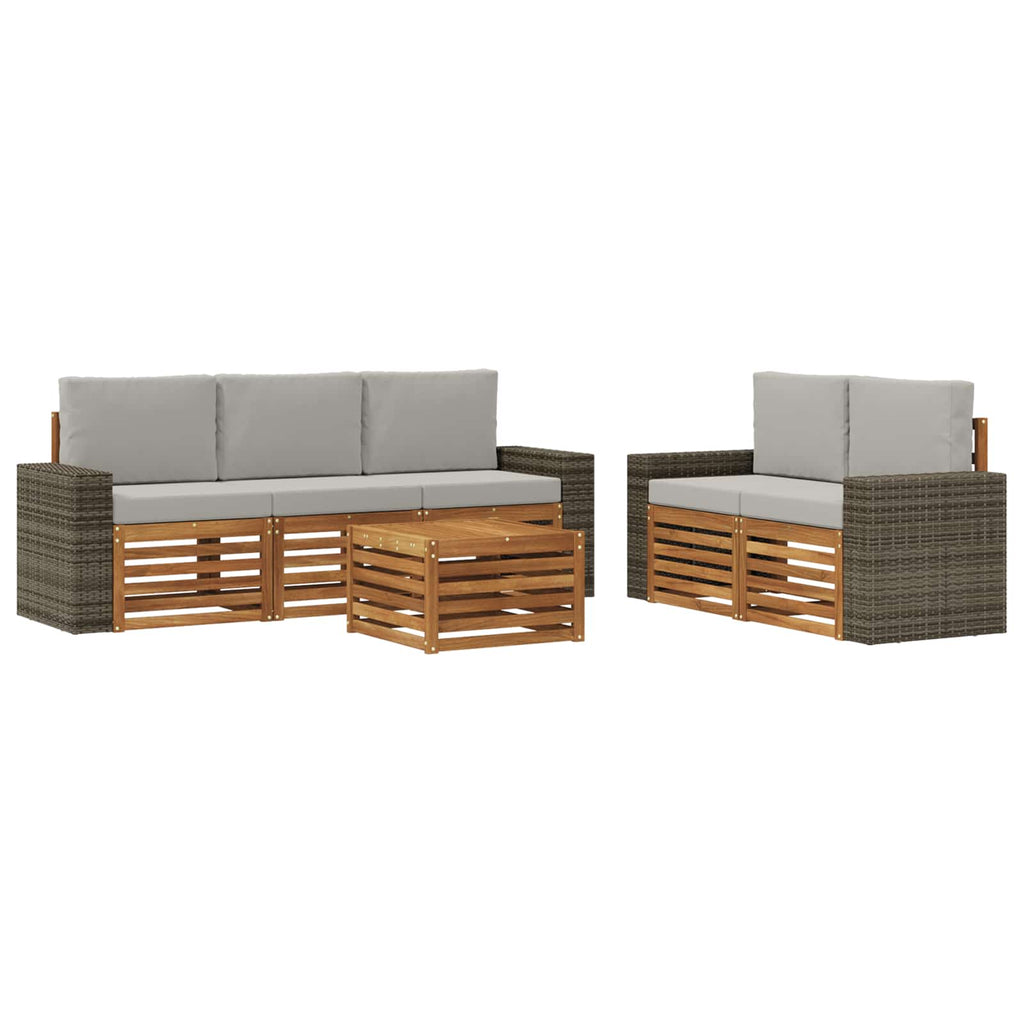 vidaXL Zestawy sof z poduszką 6 pcs Lite Drewno Akacji