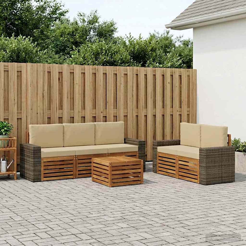 vidaXL Zestawy sof z poduszką 6 pcs Lite Drewno Akacji