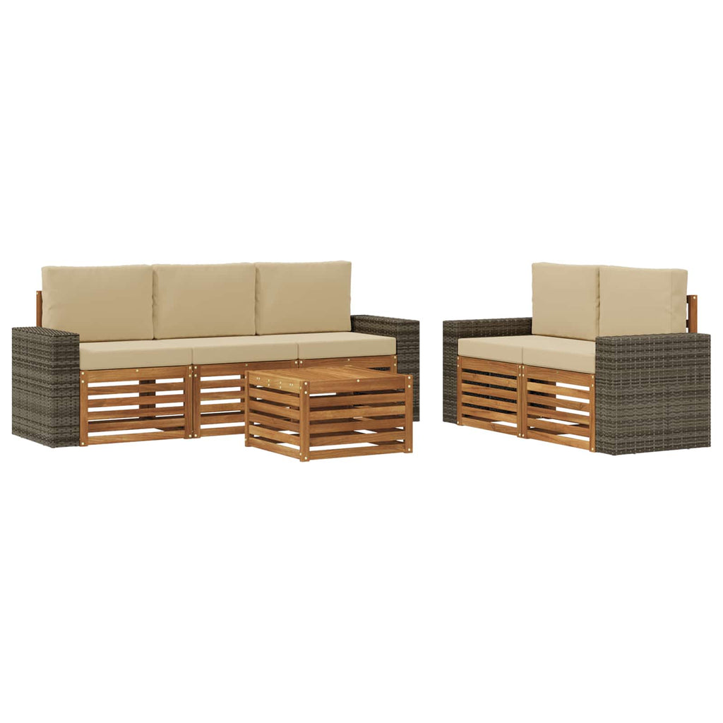 vidaXL Zestawy sof z poduszką 6 pcs Lite Drewno Akacji