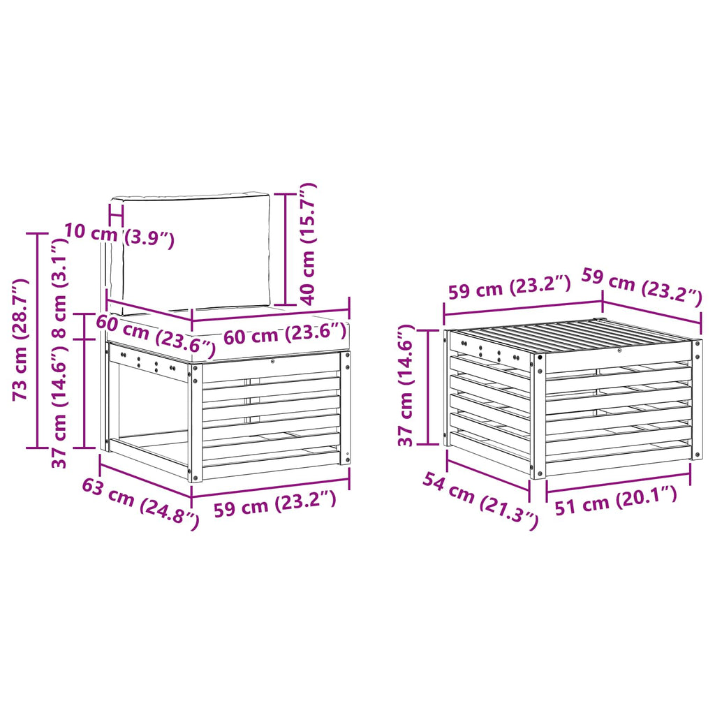 vidaXL Zestawy sof z poduszką 6 pcs Lite Drewno Akacji
