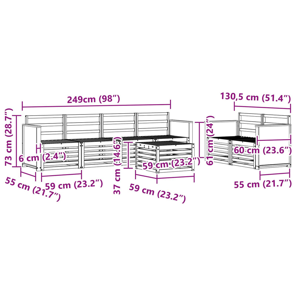 vidaXL Zestaw sof na zewnątrz 7 pcs naturalny Lite Drewno Akacji
