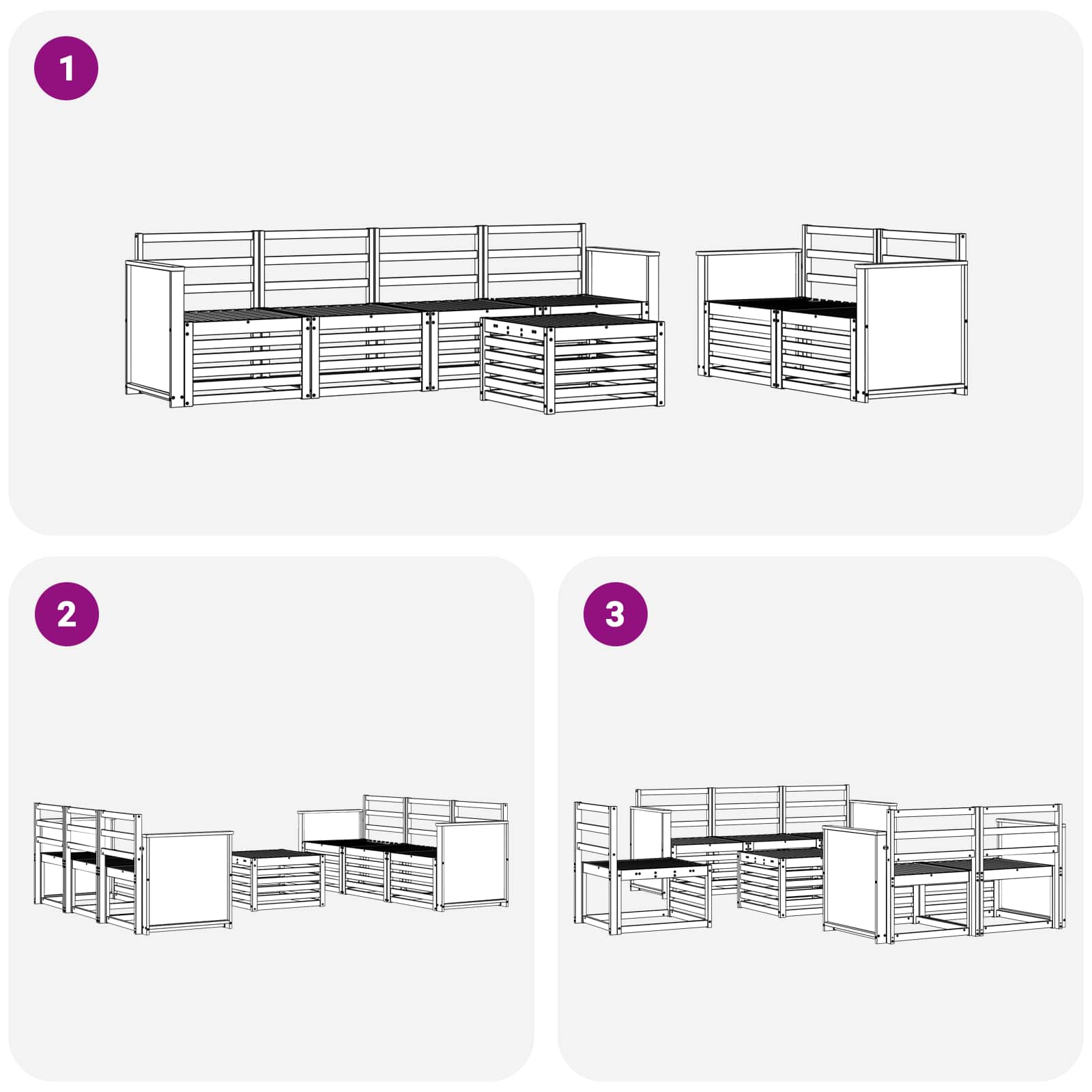 vidaXL Zestaw sof na zewnątrz 7 pcs naturalny Lite Drewno Akacji