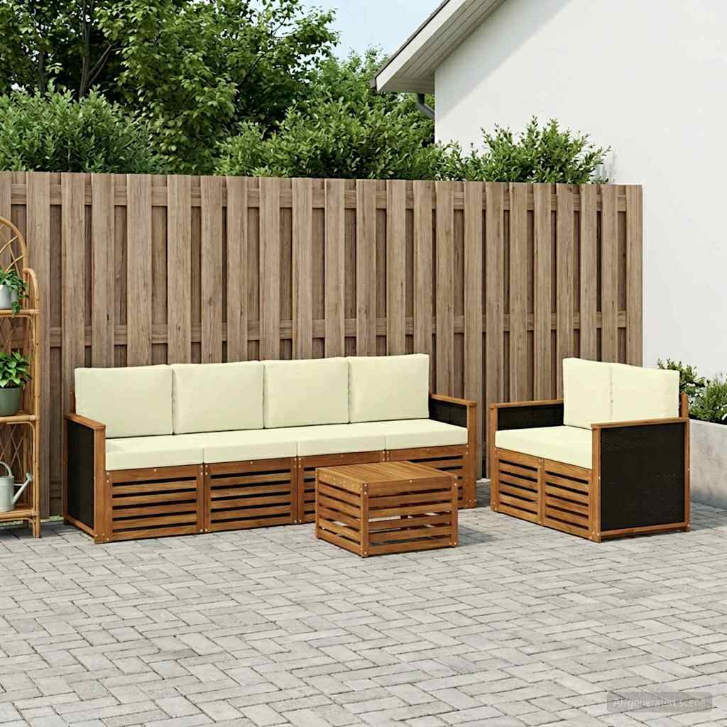 vidaXL Zestaw sof na zewnątrz z poduszką 7 pcs Naturalny i Kremowy