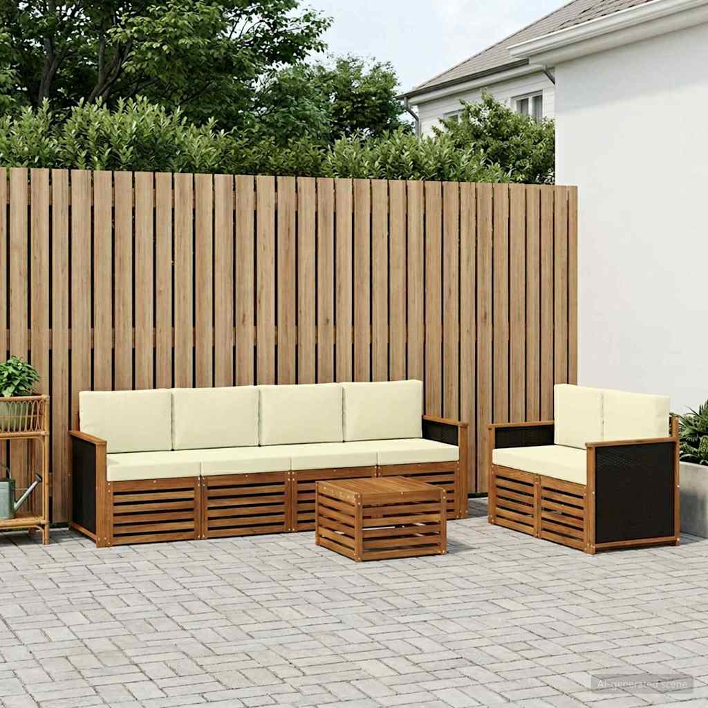 vidaXL Zestaw sof na zewnątrz z poduszką 7 pcs Naturalny i Kremowy
