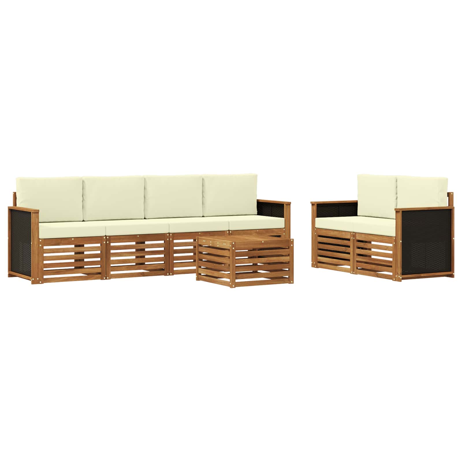vidaXL Zestaw sof na zewnątrz z poduszką 7 pcs Naturalny i Kremowy