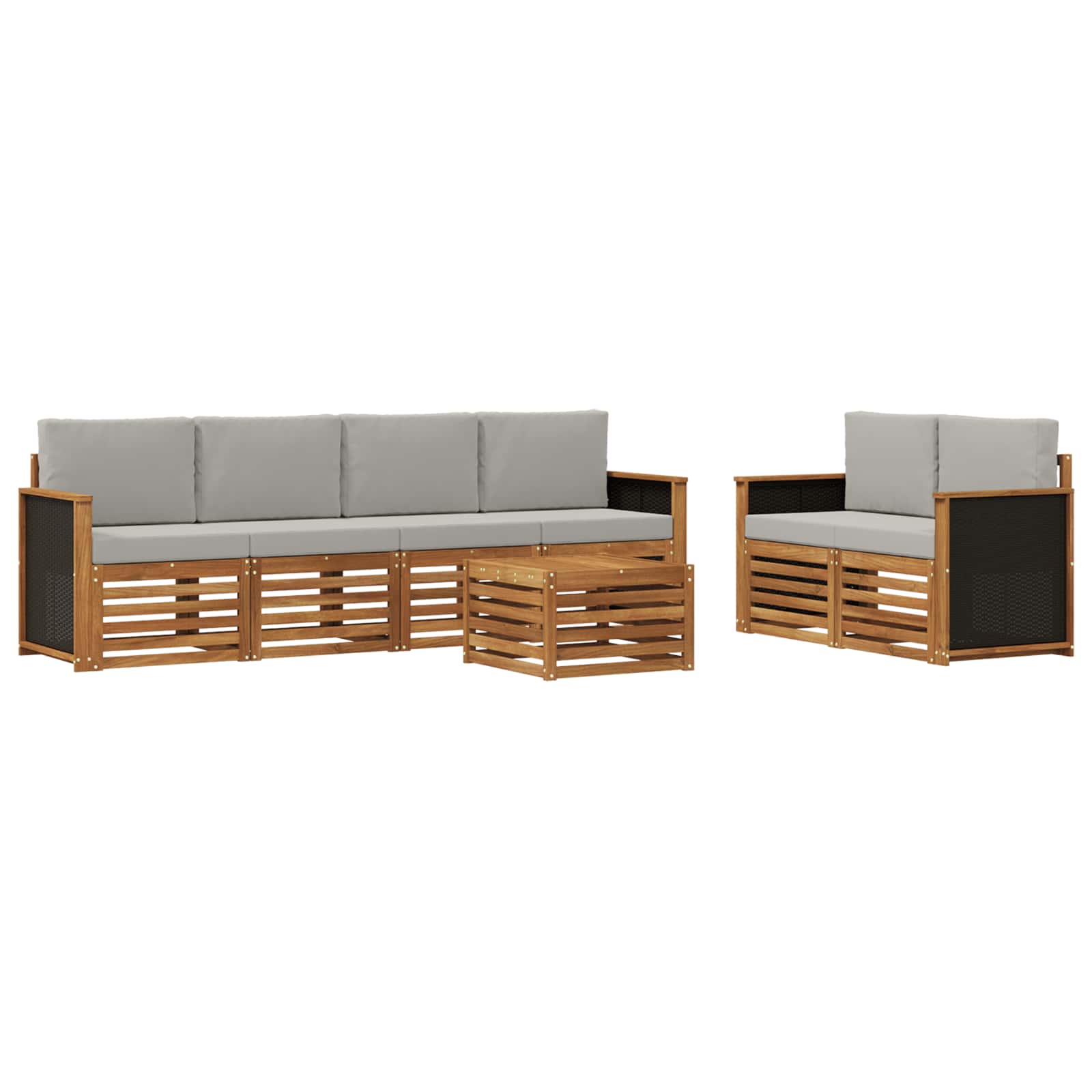 vidaXL Zestaw sof na zewnątrz z poduszką 7 pcs Naturalny i jasnoszary