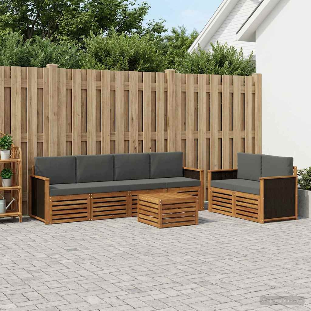 vidaXL Zestaw sof na zewnątrz z poduszką 7 pcs Naturalny i Antracytowy