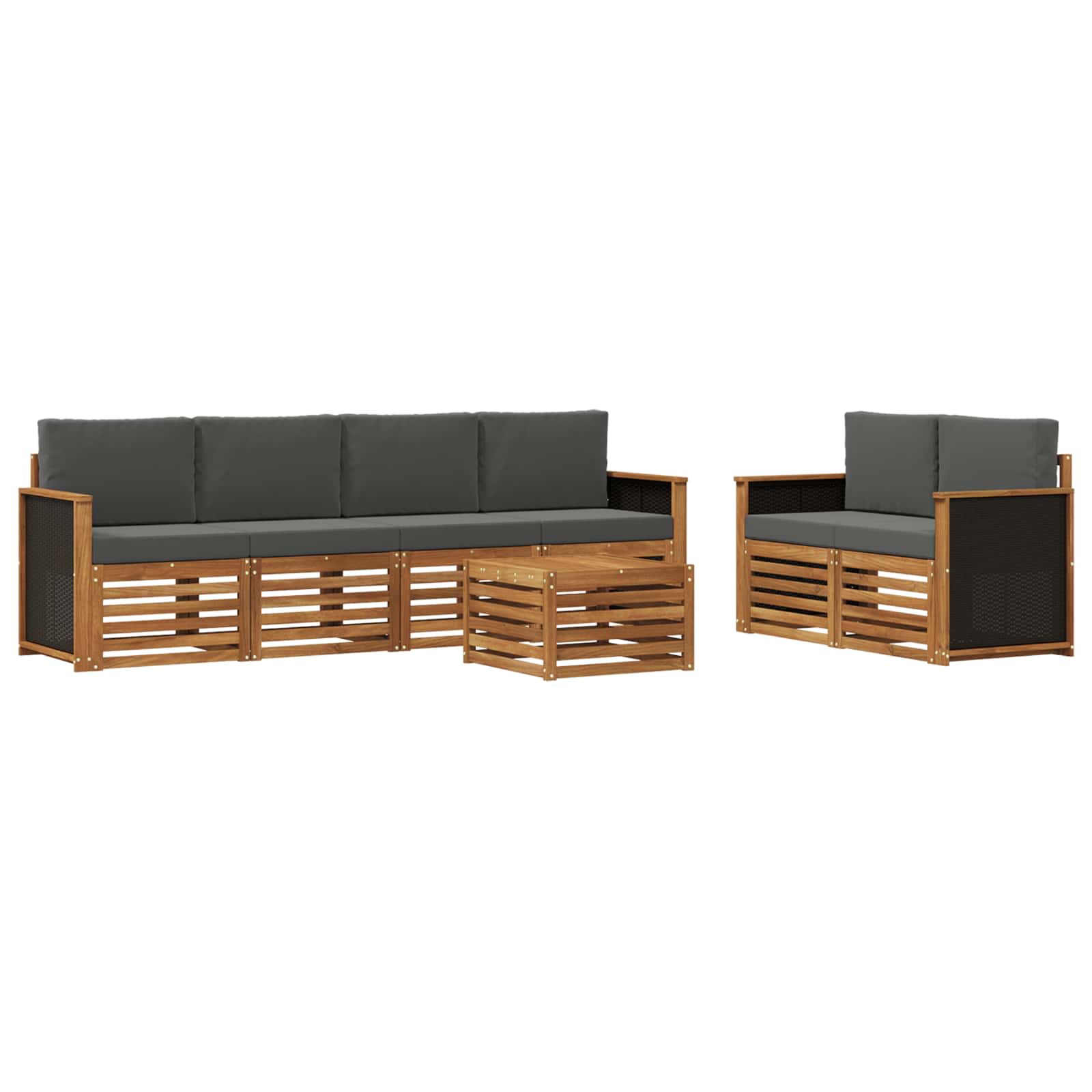 vidaXL Zestaw sof na zewnątrz z poduszką 7 pcs Naturalny i Antracytowy