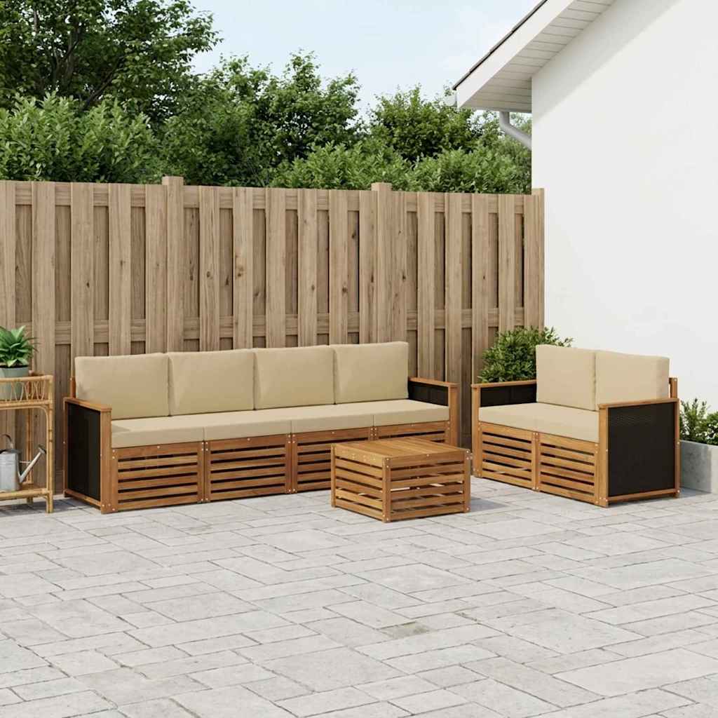 vidaXL Zestaw sof na zewnątrz z poduszką 7 pcs Naturalny i Beżowy
