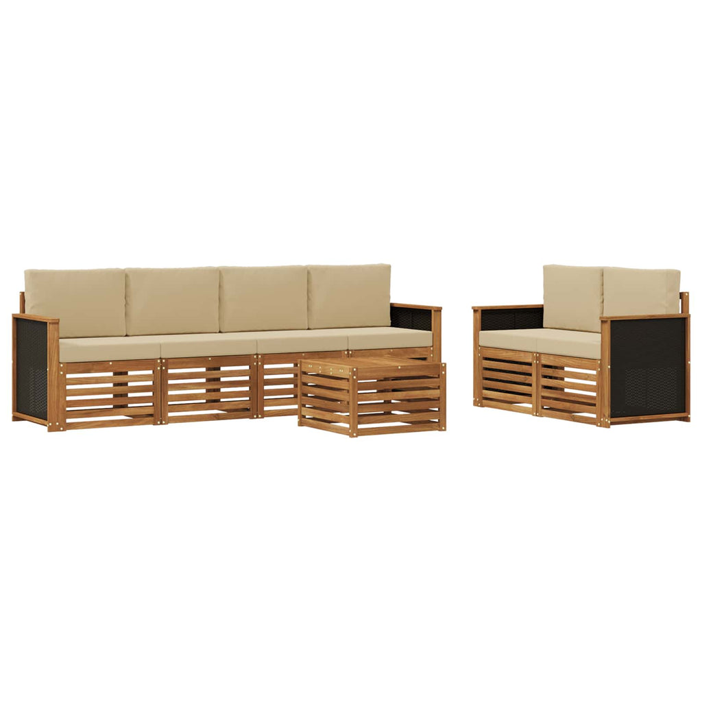 vidaXL Zestaw sof na zewnątrz z poduszką 7 pcs Naturalny i Beżowy