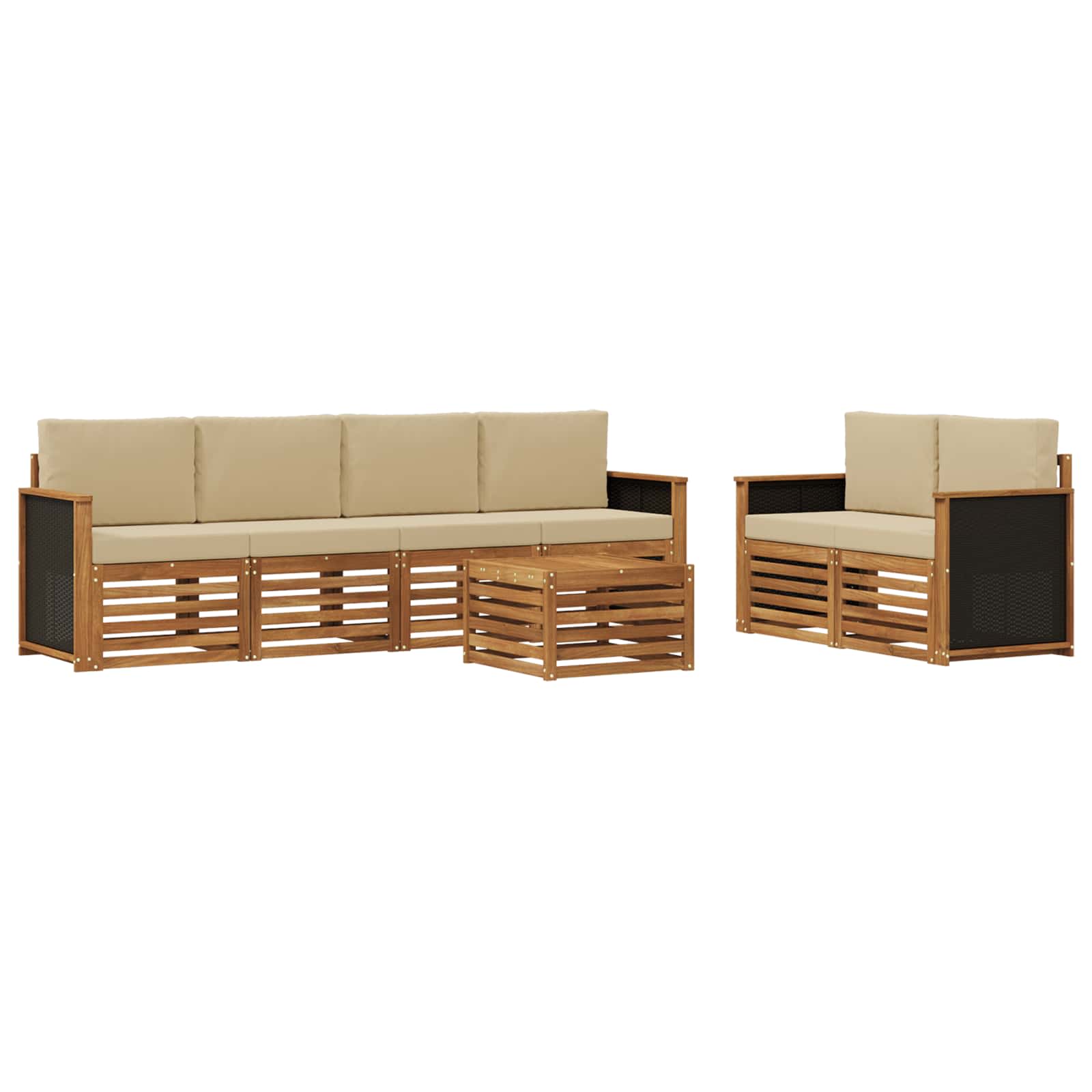 vidaXL Zestaw sof na zewnątrz z poduszką 7 pcs Naturalny i Beżowy