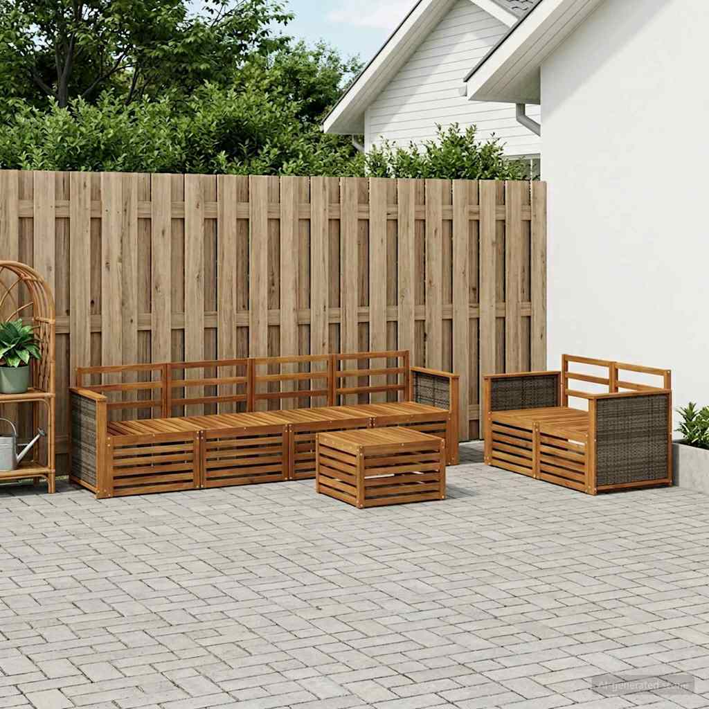 vidaXL Zestaw sof na zewnątrz 7 pcs naturalny Lite Drewno Akacji