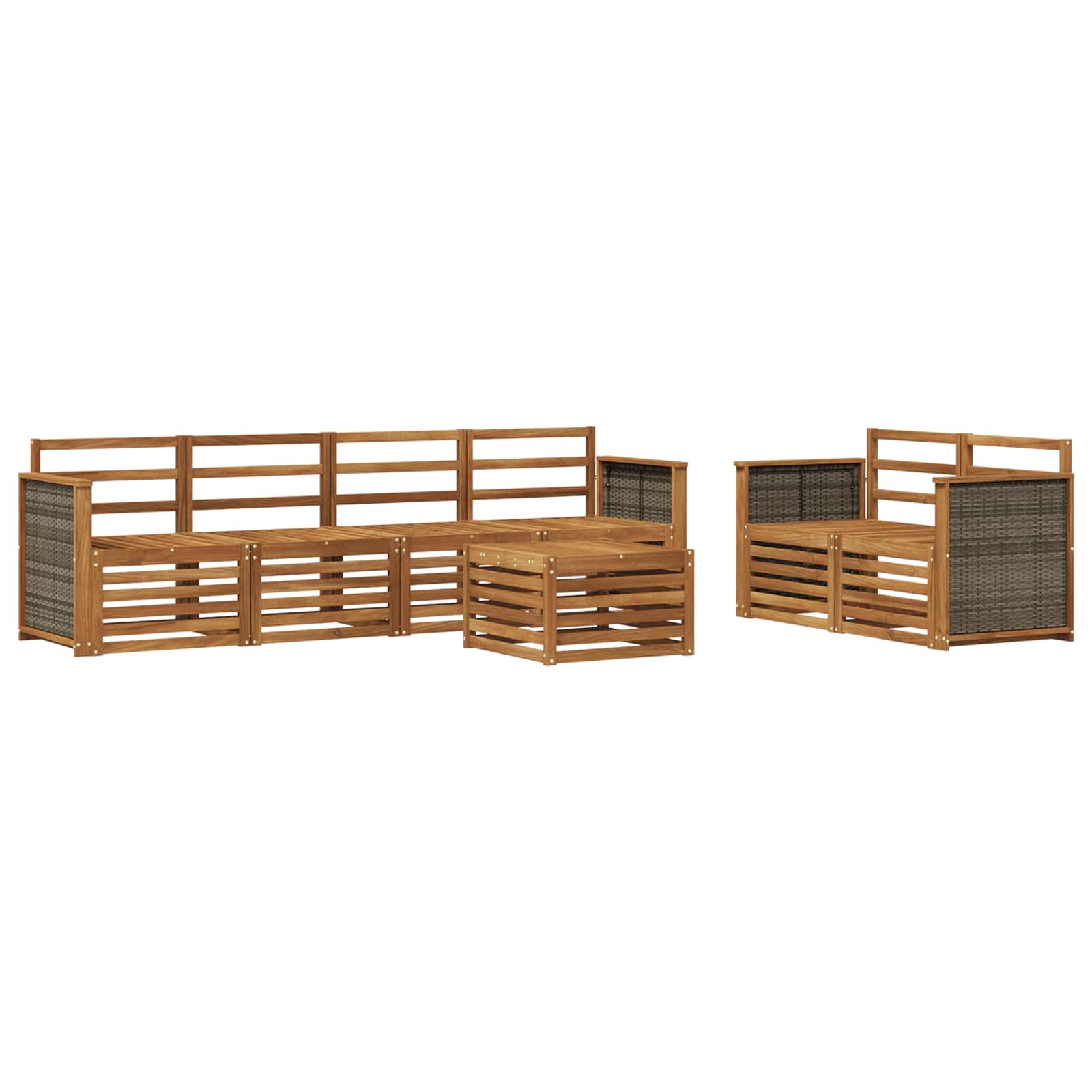 vidaXL Zestaw sof na zewnątrz 7 pcs naturalny Lite Drewno Akacji