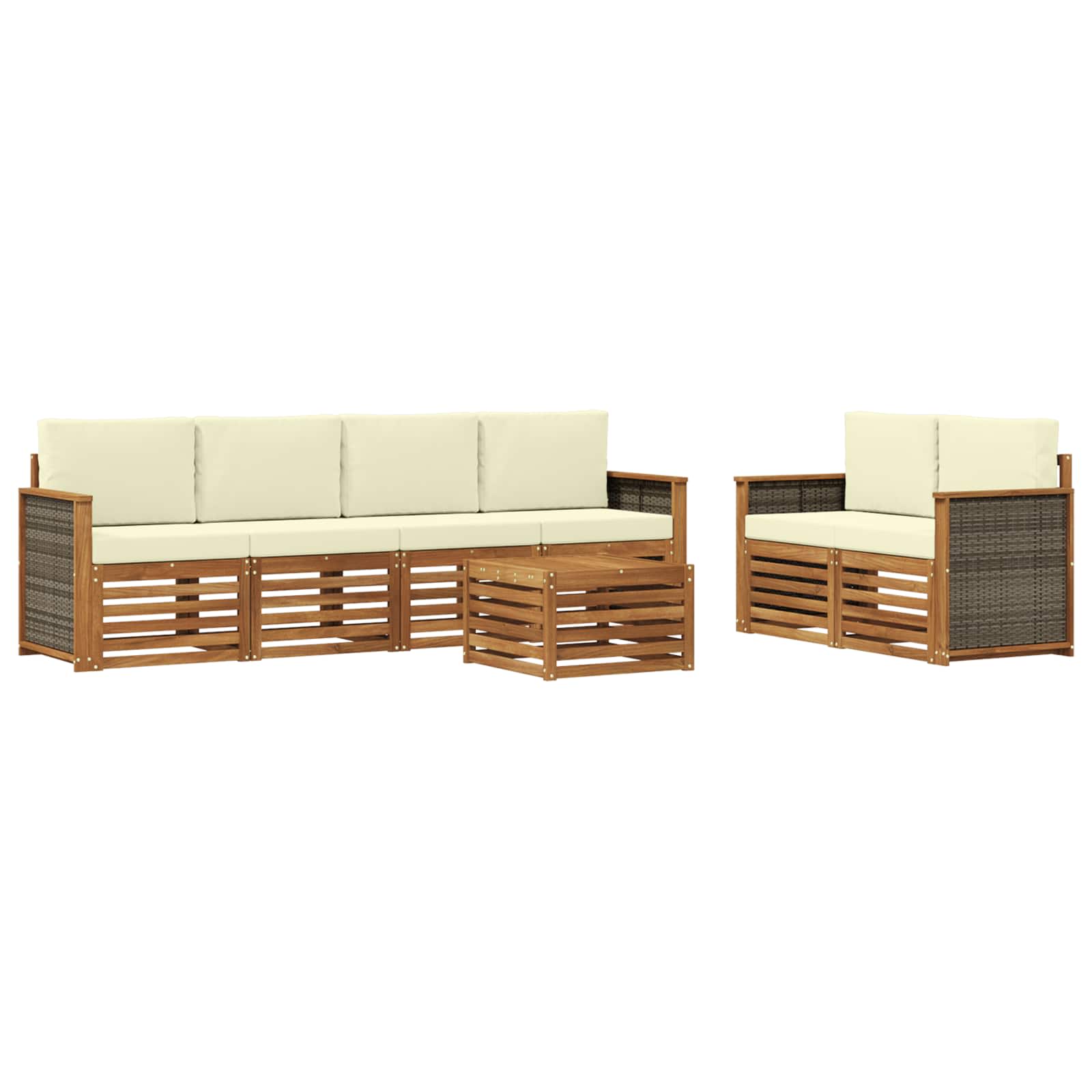 vidaXL Zestaw sof na zewnątrz z poduszką 7 pcs Naturalny i Kremowy
