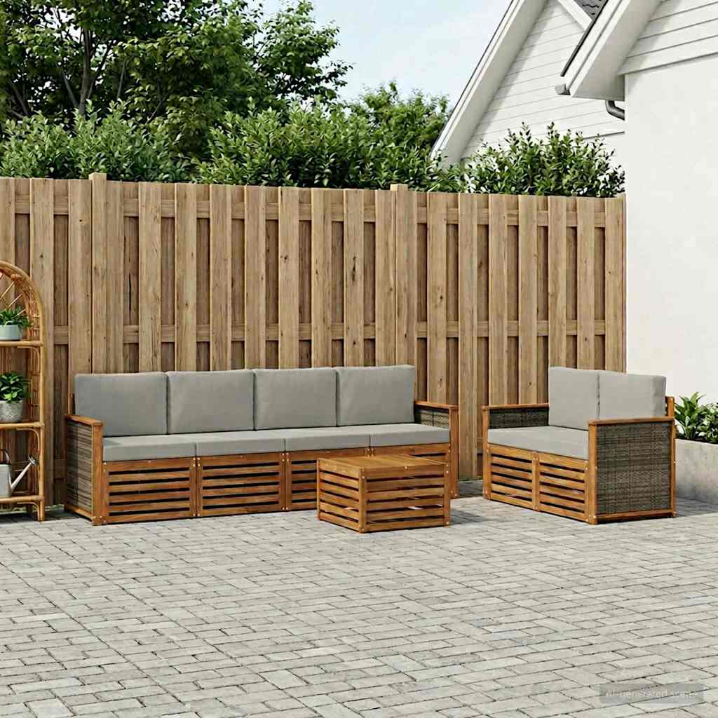vidaXL Zestaw sof na zewnątrz z poduszką 7 pcs Naturalny i jasnoszary