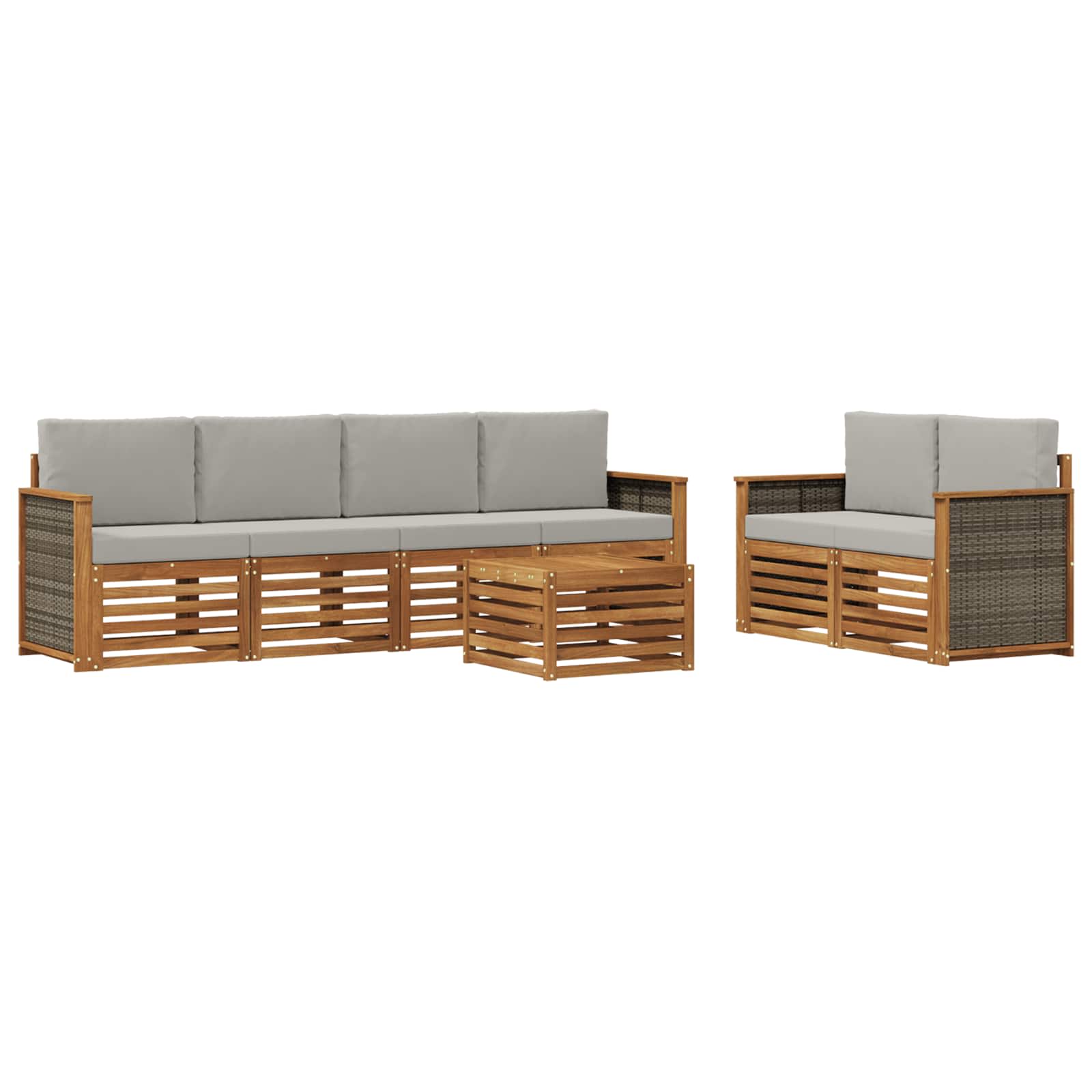 vidaXL Zestaw sof na zewnątrz z poduszką 7 pcs Naturalny i jasnoszary