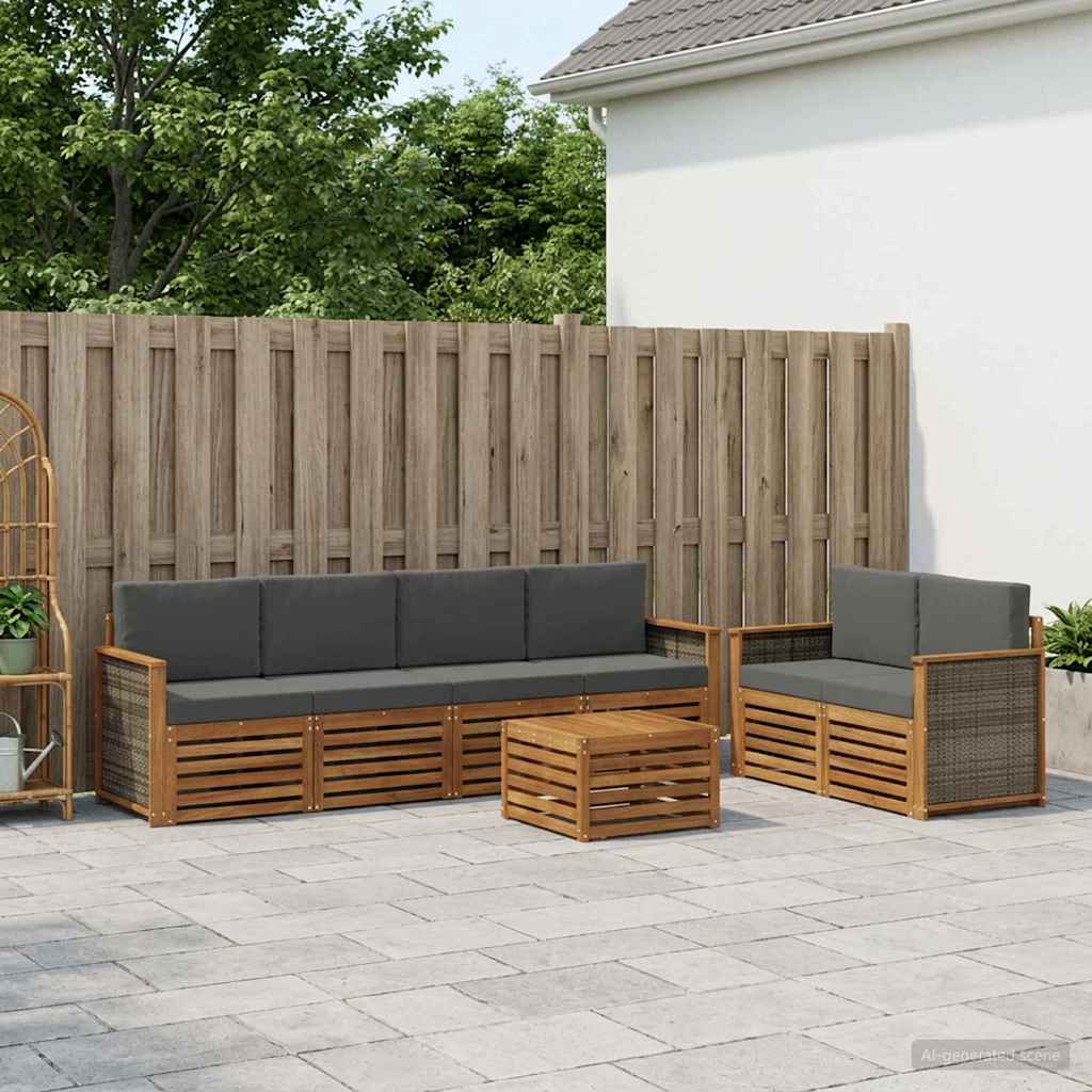 vidaXL Zestaw sof na zewnątrz z poduszką 7 pcs Naturalny i Antracytowy