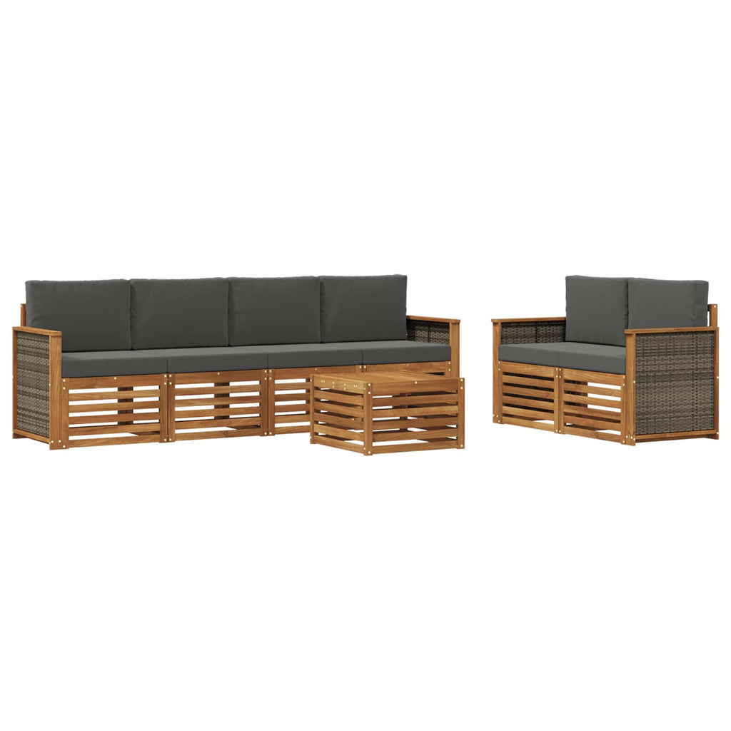 vidaXL Zestaw sof na zewnątrz z poduszką 7 pcs Naturalny i Antracytowy