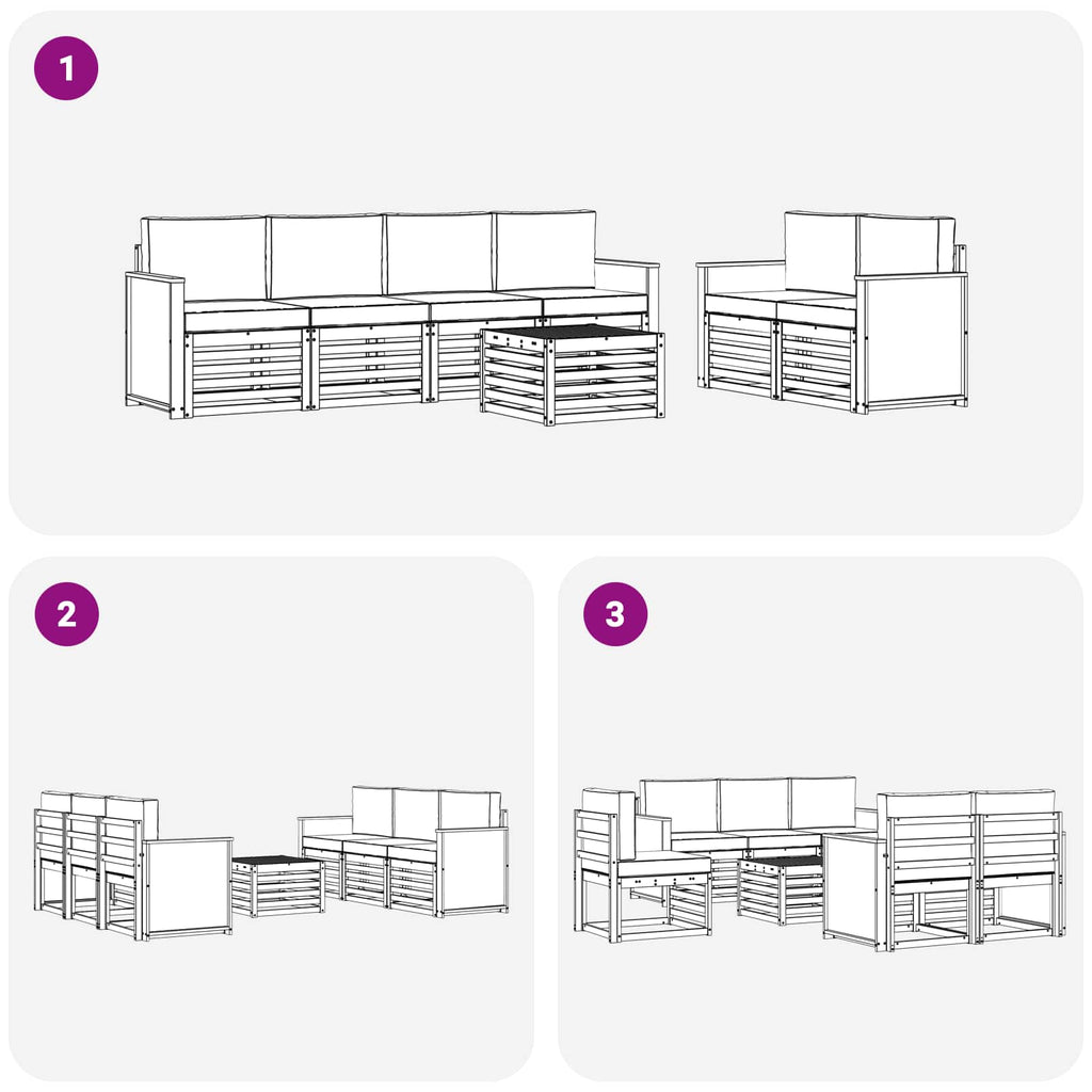 vidaXL Zestaw sof na zewnątrz z poduszką 7 pcs Naturalny i Beżowy