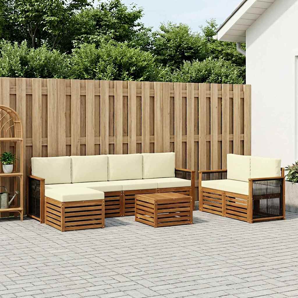vidaXL Zestaw sof na zewnątrz z poduszką 7 pcs Naturalny i Kremowy