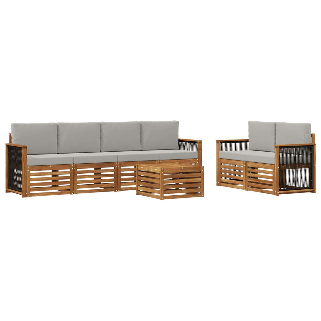 vidaXL Zestaw sof na zewnątrz z poduszką 7 pcs Naturalny i jasnoszary