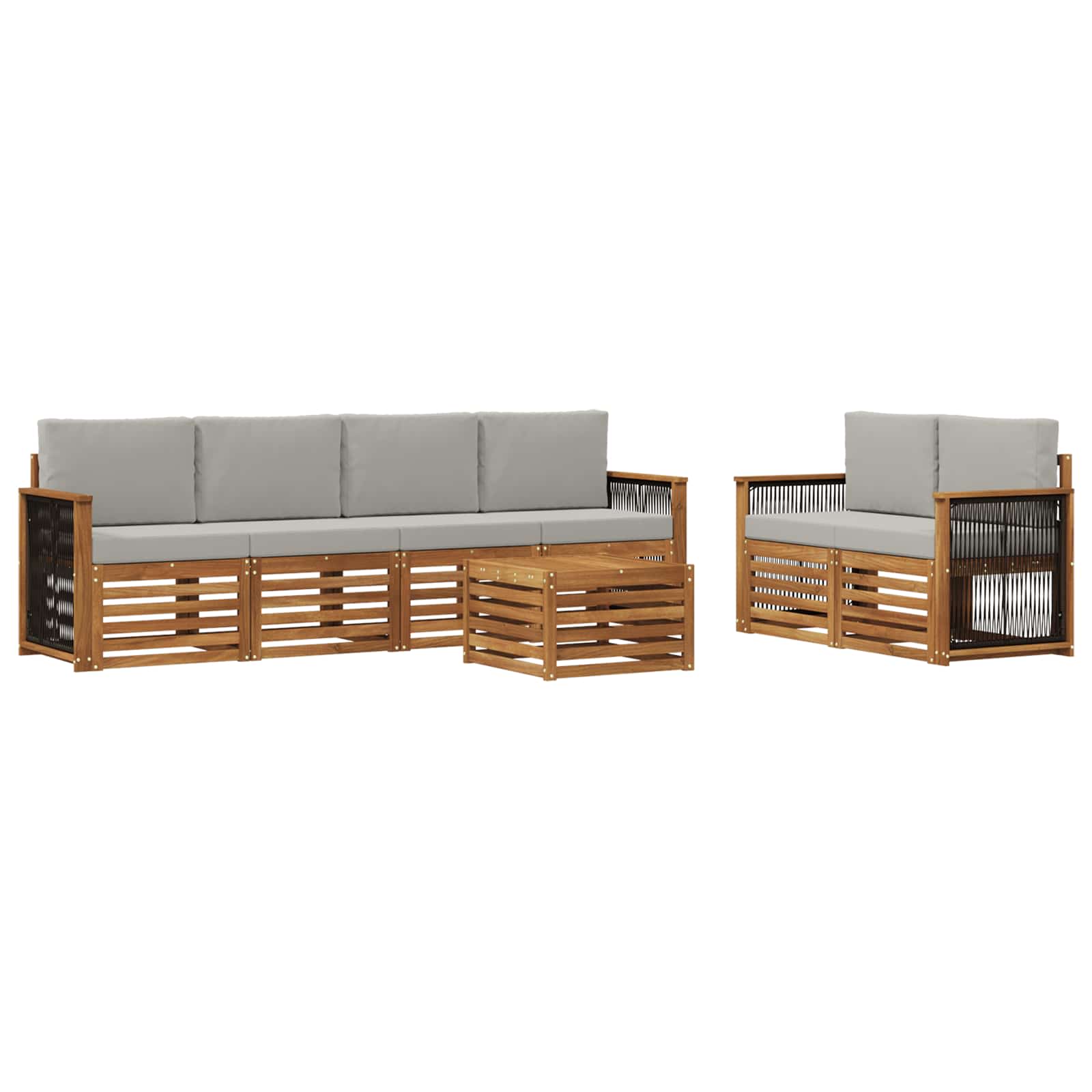vidaXL Zestaw sof na zewnątrz z poduszką 7 pcs Naturalny i jasnoszary