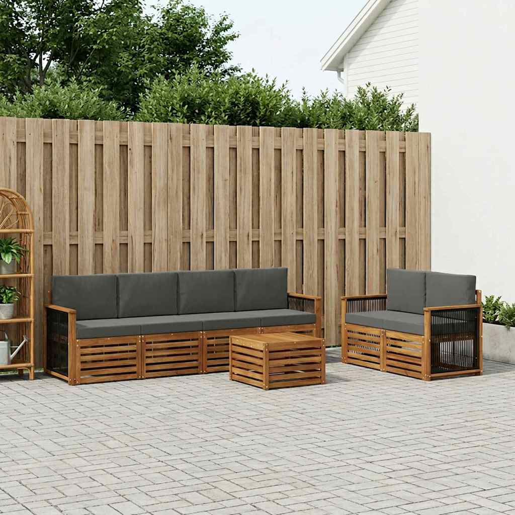 vidaXL Zestaw sof na zewnątrz z poduszką 7 pcs Naturalny i Antracytowy