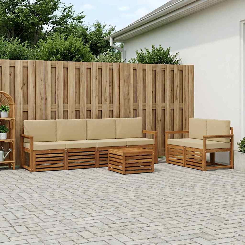 vidaXL Zestaw sof na zewnątrz z poduszką 7 pcs Naturalny i Beżowy