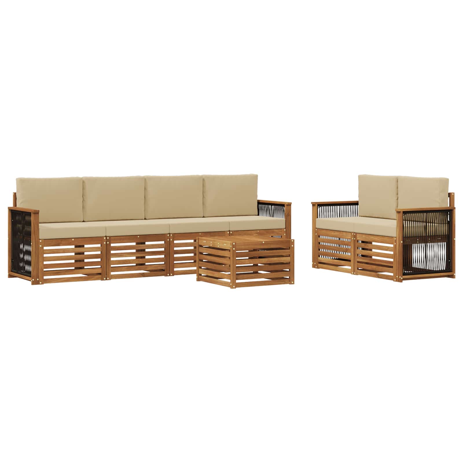 vidaXL Zestaw sof na zewnątrz z poduszką 7 pcs Naturalny i Beżowy