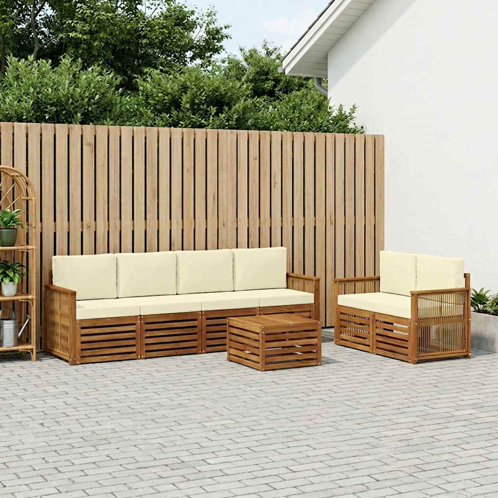 vidaXL Zestaw sof na zewnątrz z poduszką 7 pcs Naturalny i Kremowy