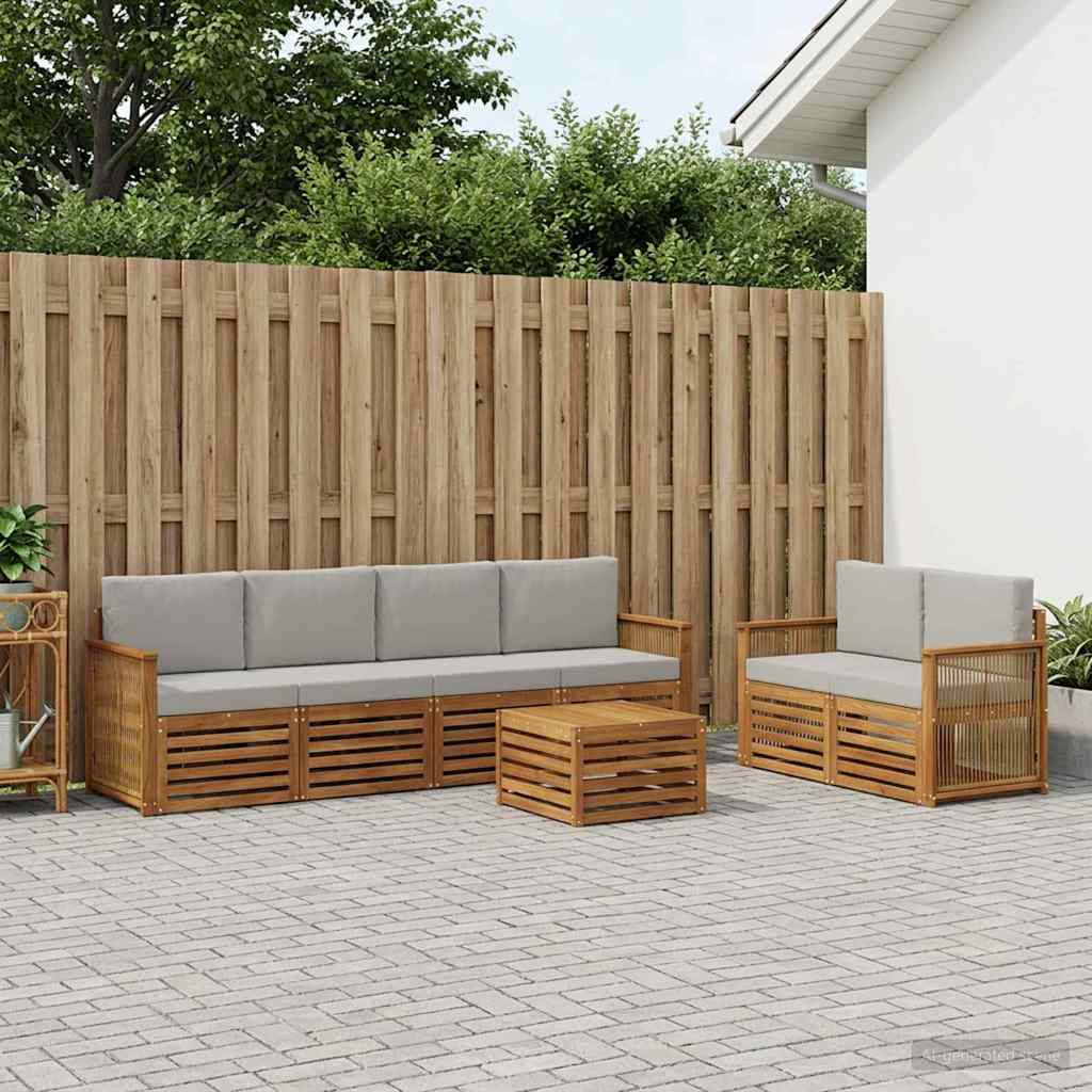 vidaXL Zestaw sof na zewnątrz z poduszką 7 pcs Naturalny i jasnoszary